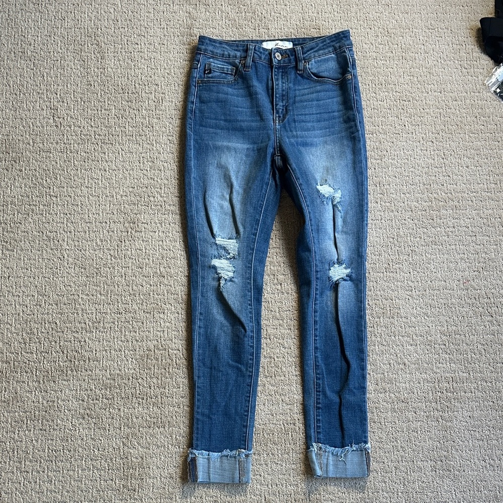 KanCan Blue Distressed Denim Jeans Size 26 Womens